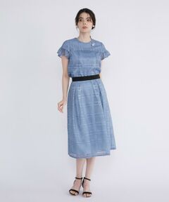 Maglie le cassetto / マーリエ ル カセット ミニ・ひざ丈スカート | 《大きいサイズ》デニム風プリントレーススカート