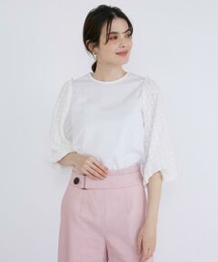 Maglie le cassetto / マーリエ ル カセット シャツ・ブラウス | 《プラスサイズ》袖刺繍レースブラウス