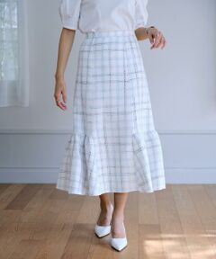 Maglie le cassetto / マーリエ ル カセット ロング・マキシ丈スカート | 《曽田茉莉江コラボ》切り替えギャザー“映え”ツイードスカート