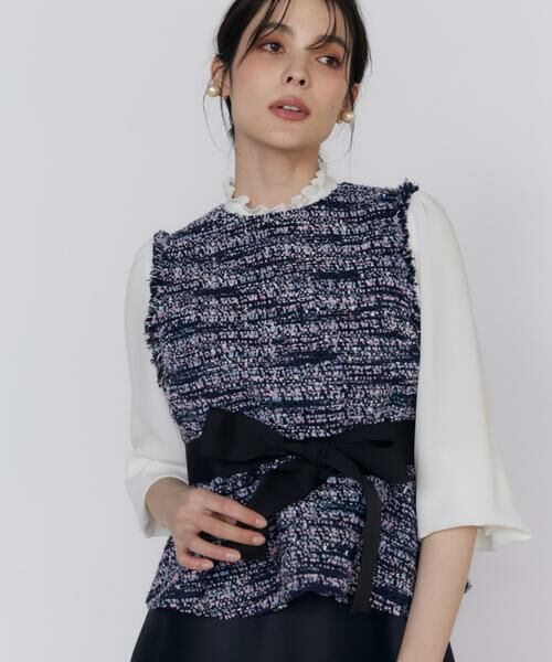 Maglie le cassetto / マーリエ ル カセット シャツ・ブラウス | 《大きいサイズ》ファンシーツイードペプラムブラウス《M Maglie le cassetto》 | 詳細12