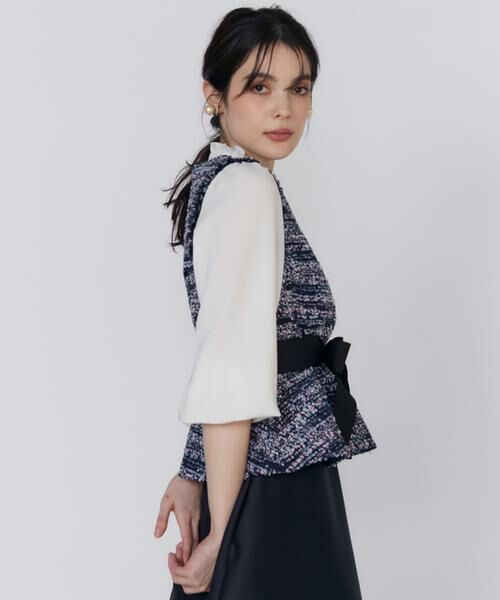 Maglie le cassetto / マーリエ ル カセット シャツ・ブラウス | 《プラスサイズ》ファンシーツイードペプラムブラウス《M Maglie le cassetto》 | 詳細13