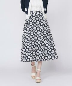 Maglie le cassetto / マーリエ ル カセット ミニ・ひざ丈スカート | 《大きいサイズ》デニムライクフラワースカート