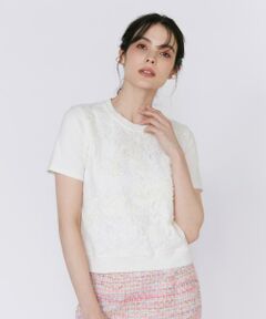 Maglie le cassetto / マーリエ ル カセット ニット・セーター | 3D刺繍レースプルオーバー《Maglie White》