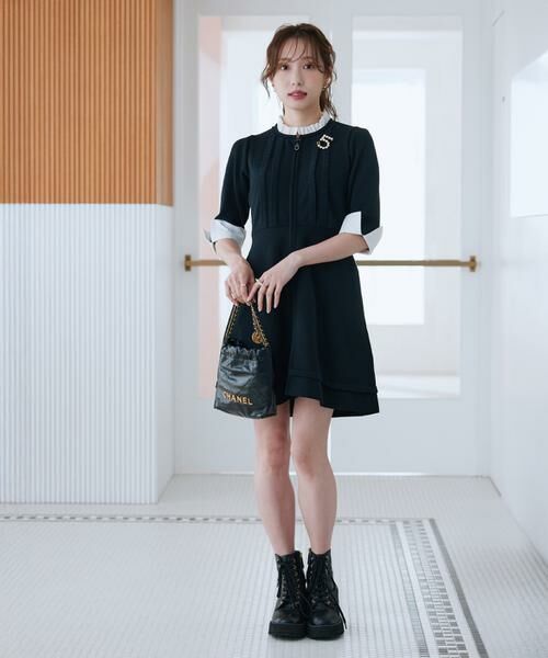 Maglie le cassetto / マーリエ ル カセット ミニ丈・ひざ丈ワンピース | 《M Maglie le cassetto×冨張愛》“纏うだけで叶う” 品格ドッキングミニワンピース | 詳細4