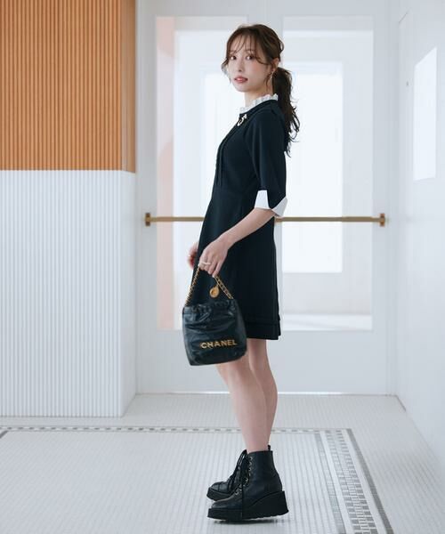 Maglie le cassetto / マーリエ ル カセット ミニ丈・ひざ丈ワンピース | 《M Maglie le cassetto×冨張愛》“纏うだけで叶う” 品格ドッキングミニワンピース | 詳細5