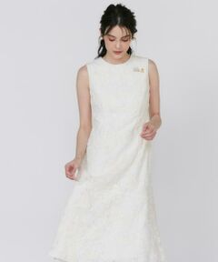 Maglie le cassetto / マーリエ ル カセット ミニ丈・ひざ丈ワンピース | 《プラスサイズ》3D刺繍レースワンピース《Maglie White》