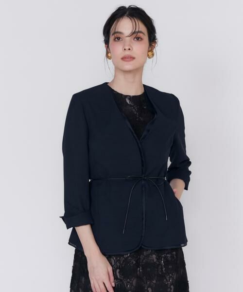 Maglie le cassetto / マーリエ ル カセット ノーカラージャケット | 《大きいサイズ》シアーラインノーカラージャケット | 詳細1