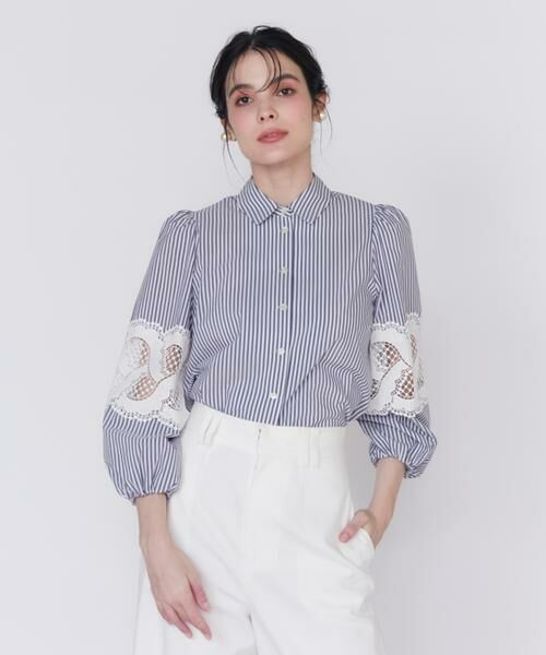 Maglie le cassetto / マーリエ ル カセット シャツ・ブラウス | 《大きいサイズ》レースドッキングブラウス | 詳細1