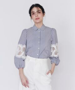 Maglie le cassetto / マーリエ ル カセット シャツ・ブラウス | 《プラスサイズ》レースドッキングブラウス