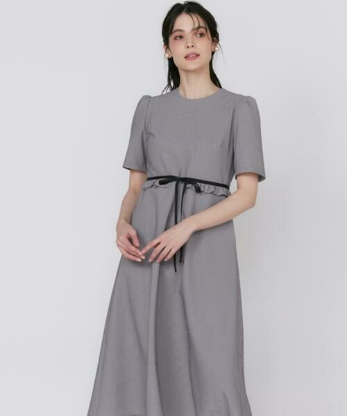 Maglie le cassetto / マーリエ ル カセット ミニ丈・ひざ丈ワンピース | 《大きいサイズ》ウエストフリルワンピース(ネイビー)