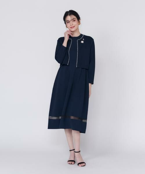 Maglie le cassetto / マーリエ ル カセット ミニ丈・ひざ丈ワンピース | 《大きいサイズ》シアーラインニットワンピース《M Maglie le cassetto》 | 詳細5