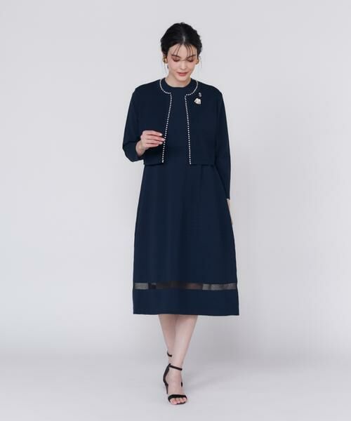 Maglie le cassetto / マーリエ ル カセット ミニ丈・ひざ丈ワンピース | 《大きいサイズ》シアーラインニットワンピース《M Maglie le cassetto》 | 詳細6