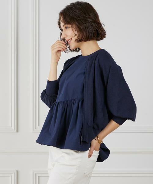 Maglie le cassetto / マーリエ ル カセット カーディガン・ボレロ | フリルスリーブジップカーディガン（ネイビー）