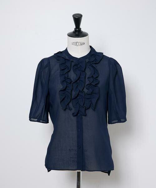 Maglie le cassetto / マーリエ ル カセット シャツ・ブラウス | 《M Maglie le cassetto×冨張愛》“フリリッシュ” シアーブラウス（ネイビー）