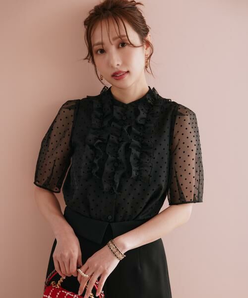 Maglie le cassetto / マーリエ ル カセット シャツ・ブラウス | 《M Maglie le cassetto×冨張愛》“フリリッシュ” ドットシアーブラウス | 詳細1