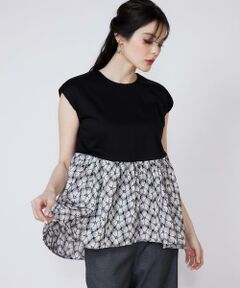 Maglie le cassetto / マーリエ ル カセット Tシャツ | 《大きいサイズ》刺繍レースドッキングカットソー