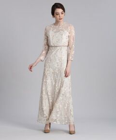 Maglie le cassetto / マーリエ ル カセット ミニ丈・ひざ丈ワンピース | 《M Maglie le cassetto》エンブロイダリーチュールロングドレス