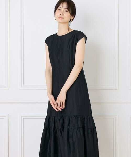 Maglie le cassetto / マーリエ ル カセット ロング・マキシ丈ワンピース | シアーティアードワンピース(ブラック)