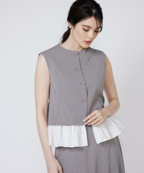 Maglie le cassetto / マーリエ ル カセット ベスト | 《大きいサイズ》異素材ドッキングジレ | 詳細12
