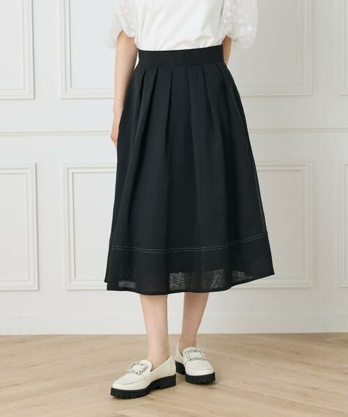 Maglie le cassetto / マーリエ ル カセット ミニ・ひざ丈スカート | 《大きいサイズ》シアータックスカート(ブラック)