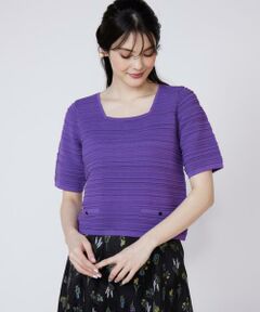 Maglie le cassetto / マーリエ ル カセット ニット・セーター | 《大きいサイズ》ピンタック柄スクエアプルオーバー