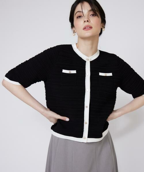 Maglie le cassetto / マーリエ ル カセット カーディガン・ボレロ | 《大きいサイズ》ピンタック柄ニットジャケット | 詳細1