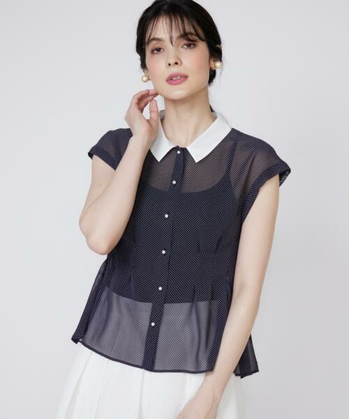 Maglie le cassetto / マーリエ ル カセット シャツ・ブラウス | 衿配色シアードットブラウス | 詳細14