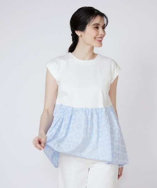 Maglie le cassetto / マーリエ ル カセット Tシャツ | 刺繍レースドッキングカットソー | 詳細11