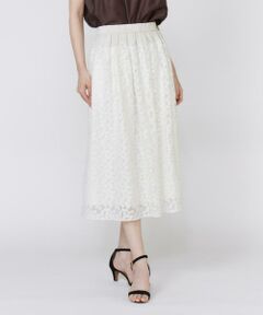 Maglie le cassetto / マーリエ ル カセット ミニ・ひざ丈スカート | 《大きいサイズ》フラワー刺繍タックスカート