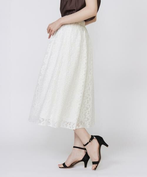 Maglie le cassetto / マーリエ ル カセット ミニ・ひざ丈スカート | 《大きいサイズ》フラワー刺繍タックスカート | 詳細25