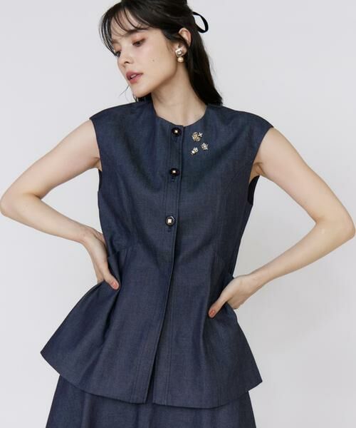 Maglie le cassetto / マーリエ ル カセット ベスト | 《美人百花9月号掲載》《フランドル45周年限定コレクション》シアードッキングデニムジレ《M Maglie le cassetto》 | 詳細1