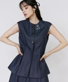 Maglie le cassetto / マーリエ ル カセット ベスト | 《フランドル45周年限定コレクション》《大きいサイズ》シアードッキングデニムジレ《M Maglie le cassetto》