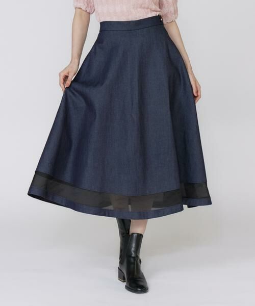 Maglie le cassetto / マーリエ ル カセット ミニ・ひざ丈スカート | 《フランドル45周年限定コレクション》《大きいサイズ》シアードッキングデニムスカート《M Maglie le cassetto》 | 詳細1