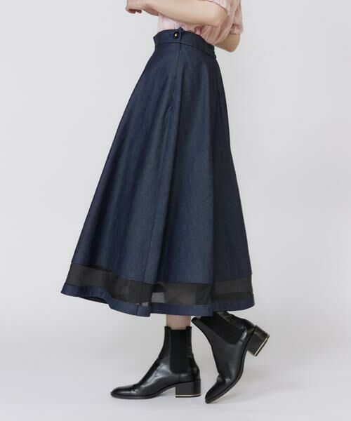 Maglie le cassetto / マーリエ ル カセット ミニ・ひざ丈スカート | 《フランドル45周年限定コレクション》《大きいサイズ》シアードッキングデニムスカート《M Maglie le cassetto》 | 詳細12
