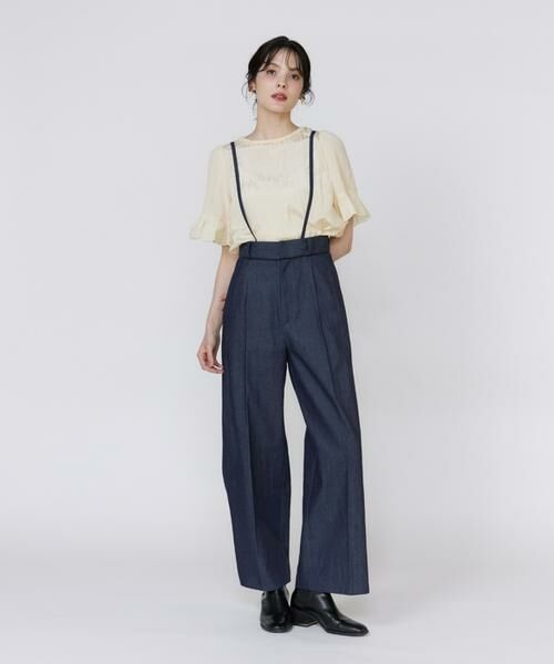 Maglie le cassetto / マーリエ ル カセット デニムパンツ | 《美人百花9月号掲載》《フランドル45周年限定コレクション》サスペンダー付きセミワイドデニムパンツ《M Maglie le cassetto》 | 詳細2