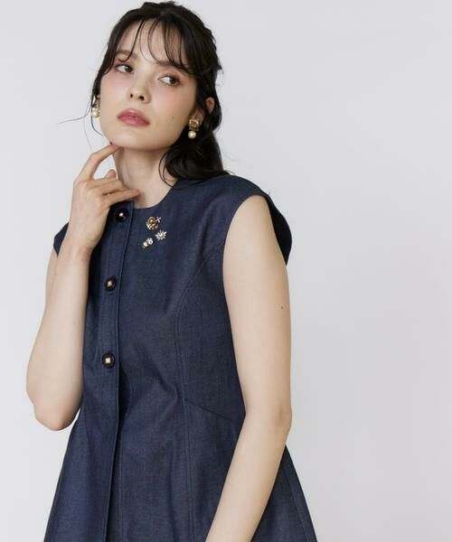 Maglie le cassetto / マーリエ ル カセット ベスト | 《フランドル45周年限定コレクション》《プラスサイズ》シアードッキングデニムジレ《M Maglie le cassetto》 | 詳細12