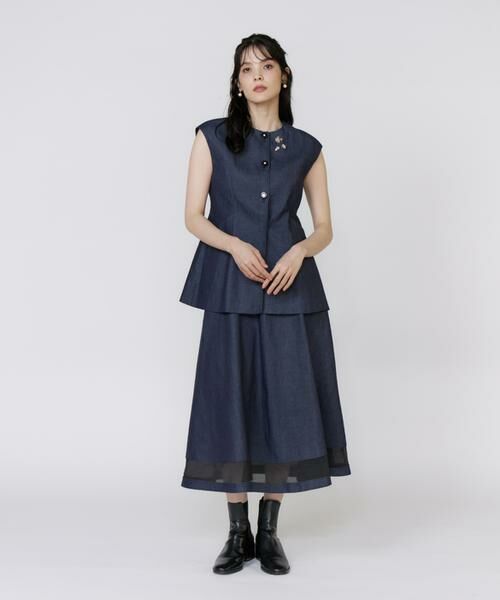 Maglie le cassetto / マーリエ ル カセット ベスト | 《フランドル45周年限定コレクション》《プラスサイズ》シアードッキングデニムジレ《M Maglie le cassetto》 | 詳細2