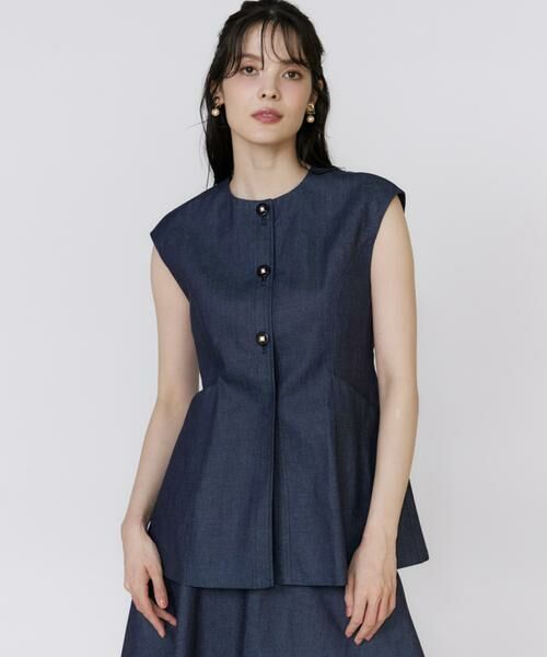 Maglie le cassetto / マーリエ ル カセット ベスト | 《フランドル45周年限定コレクション》《プラスサイズ》シアードッキングデニムジレ《M Maglie le cassetto》 | 詳細9