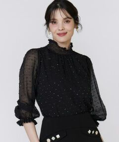 Maglie le cassetto / マーリエ ル カセット シャツ・ブラウス | 《美人百花9月号掲載》《M Maglie le cassetto》ドットラメ楊柳ジャガードブラウス