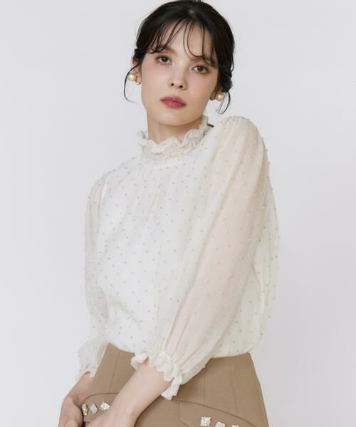 Maglie le cassetto / マーリエ ル カセット シャツ・ブラウス | 《美人百花9月号掲載》《M Maglie le cassetto》ドットラメ楊柳ジャガードブラウス | 詳細1