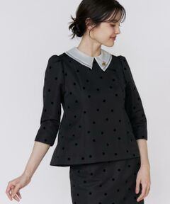 Maglie le cassetto / マーリエ ル カセット シャツ・ブラウス | 《M Maglie le cassetto》ドットフロッキーシアー付け衿ブラウス