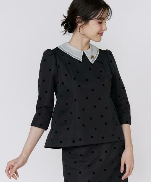 Maglie le cassetto / マーリエ ル カセット シャツ・ブラウス | 《M Maglie le cassetto》ドットフロッキーシアー付け衿ブラウス | 詳細1