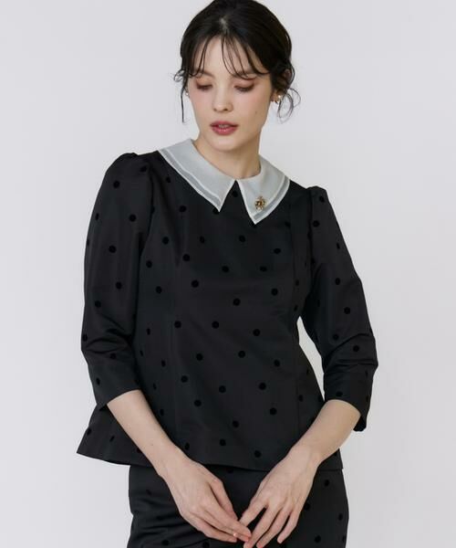 Maglie le cassetto / マーリエ ル カセット シャツ・ブラウス | 《M Maglie le cassetto》ドットフロッキーシアー付け衿ブラウス | 詳細12