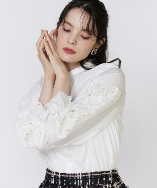 Maglie le cassetto / マーリエ ル カセット シャツ・ブラウス | 《大きいサイズ》刺繍レースドッキングブラウス | 詳細1