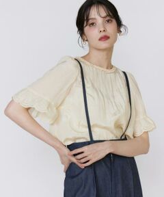 Maglie le cassetto / マーリエ ル カセット シャツ・ブラウス | 《プラスサイズ》シャドーストライプレースブラウス