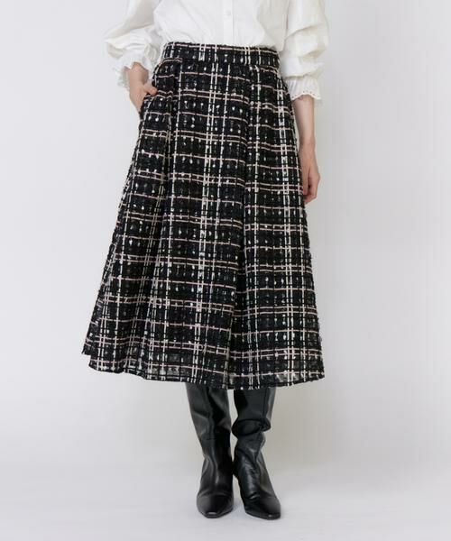 Maglie le cassetto / マーリエ ル カセット ミニ・ひざ丈スカート | チュールチェックタックスカート | 詳細10