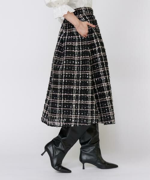 Maglie le cassetto / マーリエ ル カセット ミニ・ひざ丈スカート | 《大きいサイズ》チュールチェックタックスカート | 詳細11
