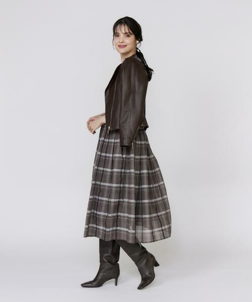 Maglie le cassetto / マーリエ ル カセット ミニ丈・ひざ丈ワンピース | シアーチェックドッキングニットワンピース | 詳細11