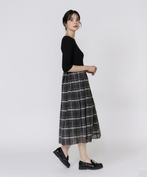 Maglie le cassetto / マーリエ ル カセット ミニ丈・ひざ丈ワンピース | シアーチェックドッキングニットワンピース | 詳細3