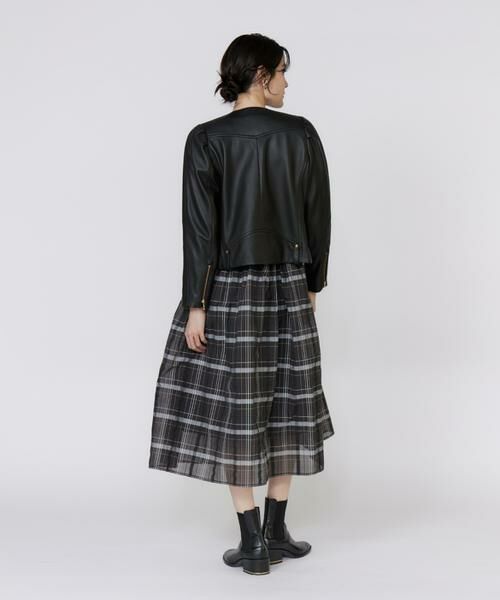 Maglie le cassetto / マーリエ ル カセット ミニ丈・ひざ丈ワンピース | シアーチェックドッキングニットワンピース | 詳細6